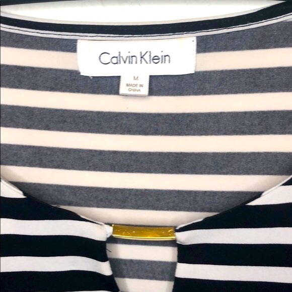 Calvin Klein Black and White Striped Top Medium - Picture 5 of 6